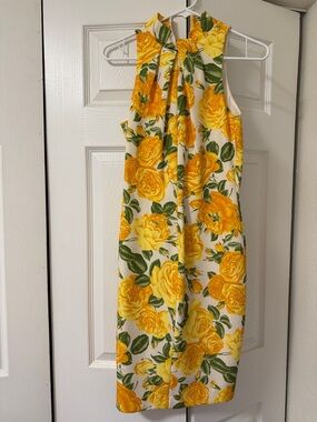Black Halo Yellow Floral Sleeveless Shift Dress SZ 2